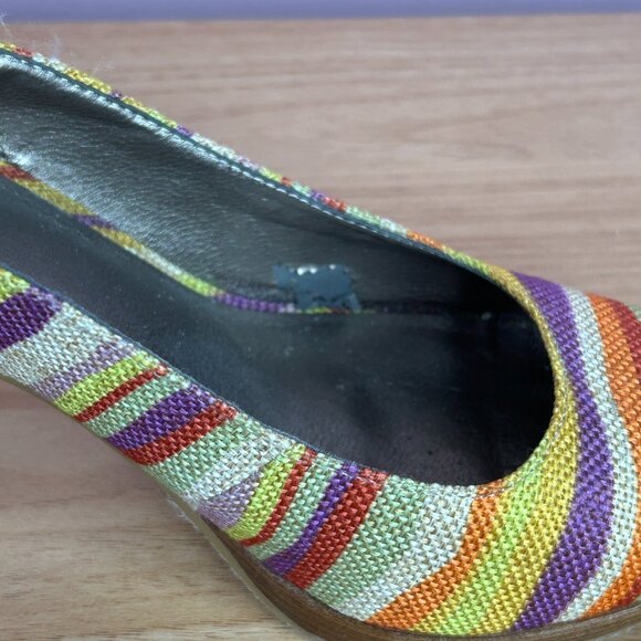 MODA Womens High Heels Slingbacks Shoes 9M Multicolor Zebra Stripe Gum - Picture 9 of 16